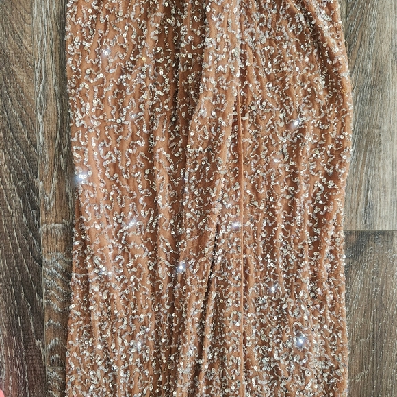 Retrofete Evie Sequin Dress in Silver Nude Strapless Size Medium NWT Maxi - Picture 4 of 14